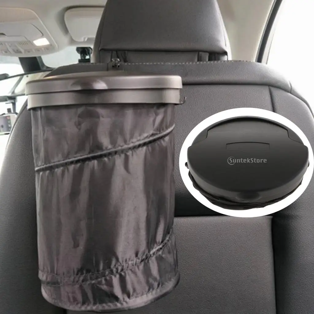 Folding Car Garbage Bin Portable Trash Container Black Collapsible Storage Basket for Car Trunk Organizer