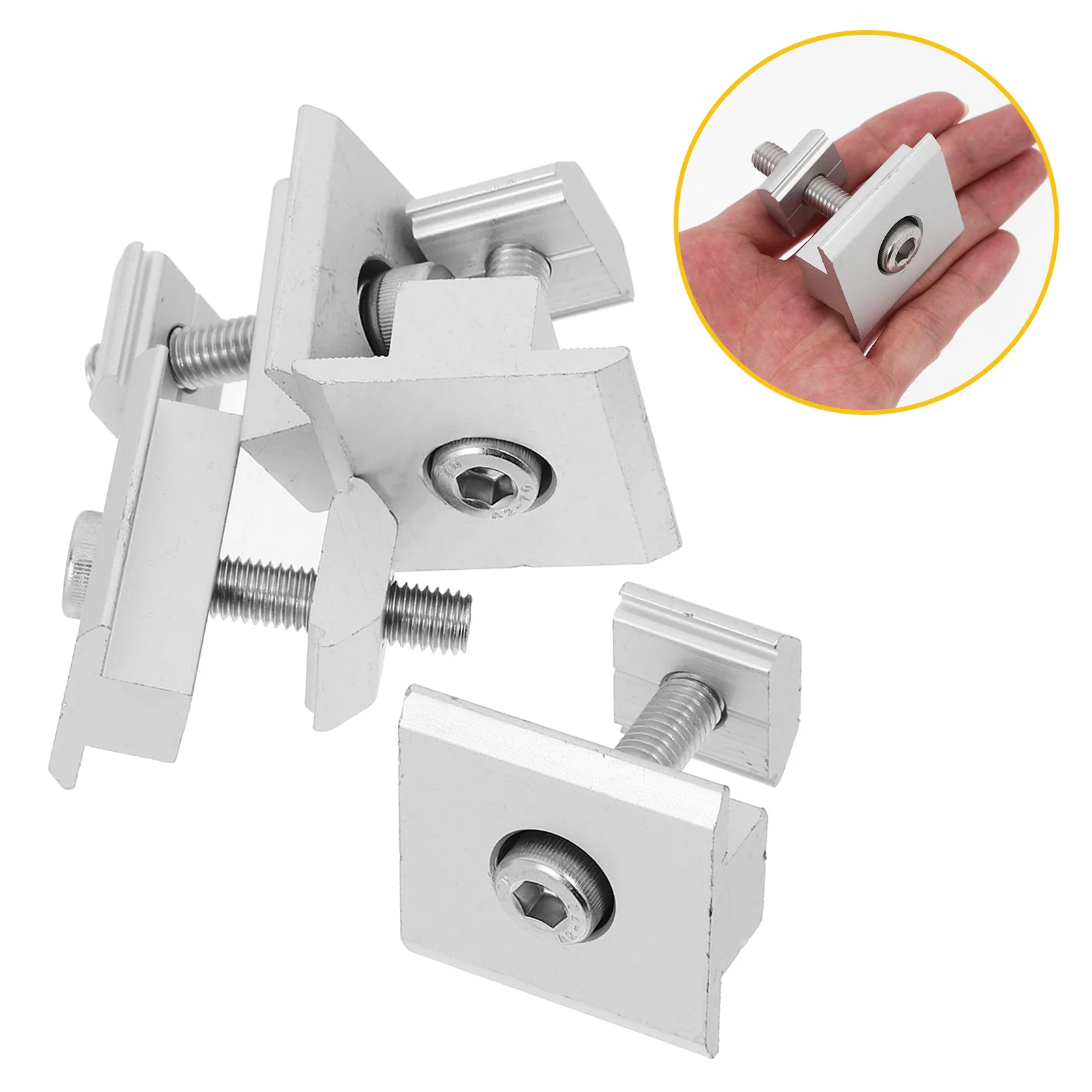 

4Pcs Aluminum Solar Panel Mid Clamps Mounting Hardware Hex Socket Head Cap Screw Spring Washer Solar Panel Installation Kits