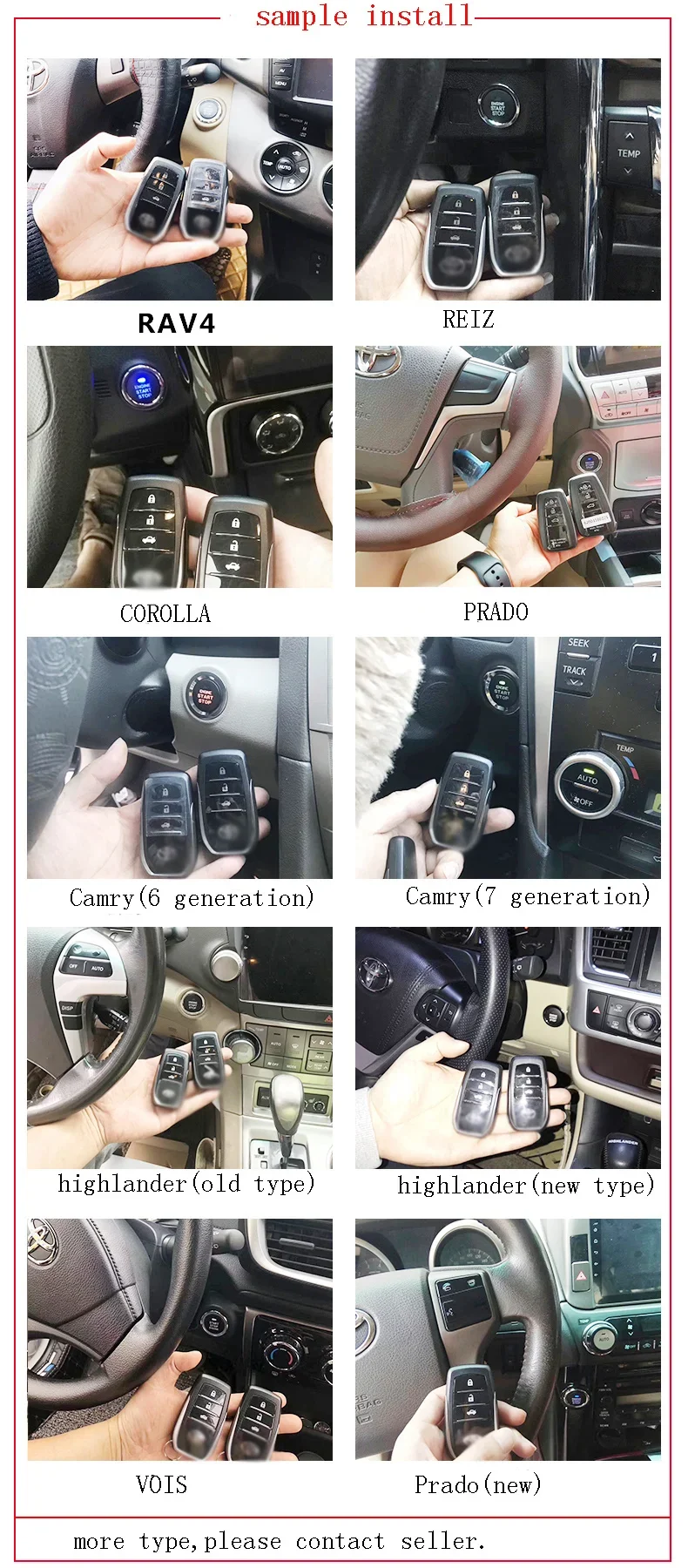 トヨタ シエナ 2018-2021年式 車用 プッシュボタン スターター ストップ リモートキー スタート キーレスエントリー キーレス オートロック/アンロック