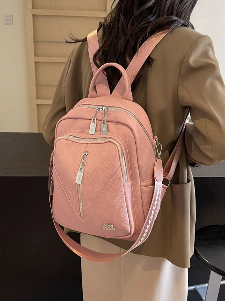 Women Large-capacity Single-shoulder Bag New for Girl Work Commuting School Backpack Fashion Casual Versatile Lychee Pattern Bag