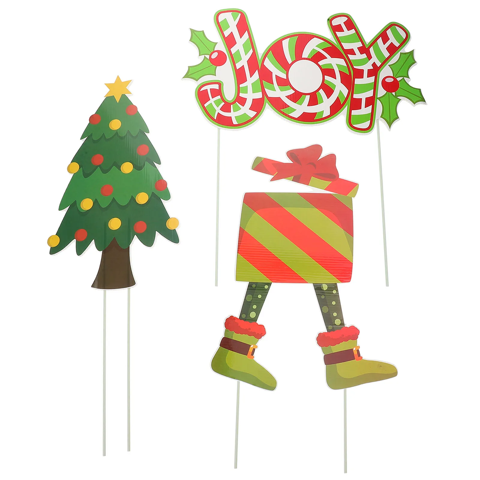 Christmas Advent Garden Card Decorations Lawn Stakes Red Plastic Yard Signs for