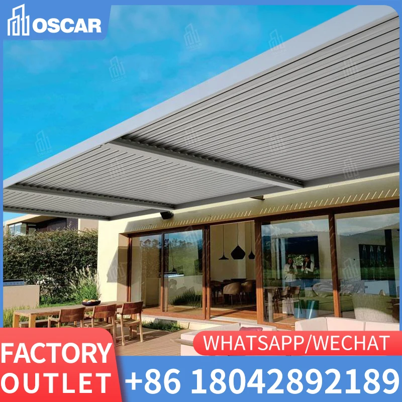 

Pavilion outdoor courtyard electric shutter flip canopy aluminium pergola villa garden sunshade pavilion roof pergola