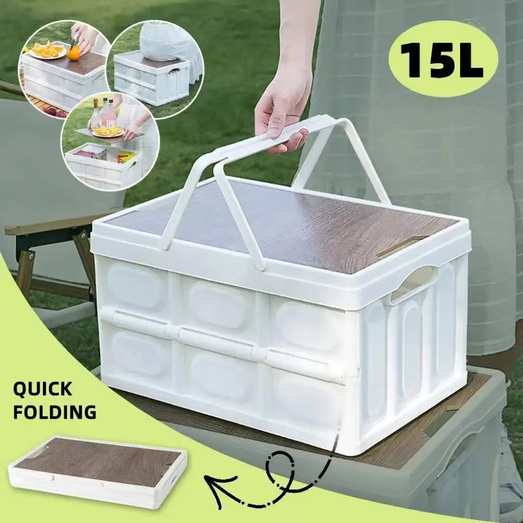 Caja de almacenamiento plegable para acampar al aire libre, organizador conveniente para Picnic, maletero de coche, hogar