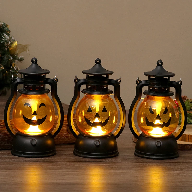 12cm Halloween Led Lamp Mini Pumpkin Lantern Night Light Dollhouse Miniature Home Decor Toy