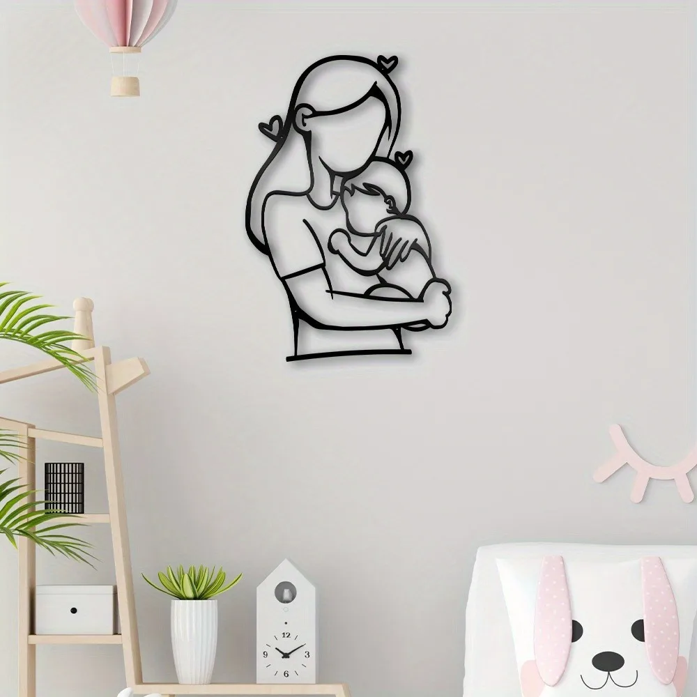 El arte metálico de madres abrazando a sus hijos: un regalo único para las madres, un regalo emocional para el día de la madre