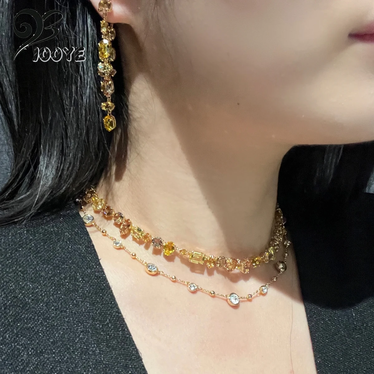 

Original 2025 New Fine Jewelry Set Charming Gold Water Drop Crystal Luxury Necklace Earrings Romantic Anniversary Gift for Women