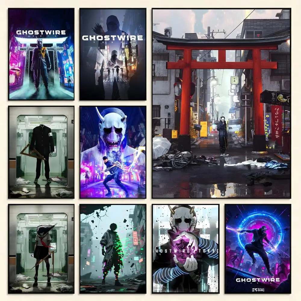 Action Game Ghostwire Tokyo Poster Digital Solvent Print Waterproof PP Fade-Resistant Wall Art Room Decor Gift