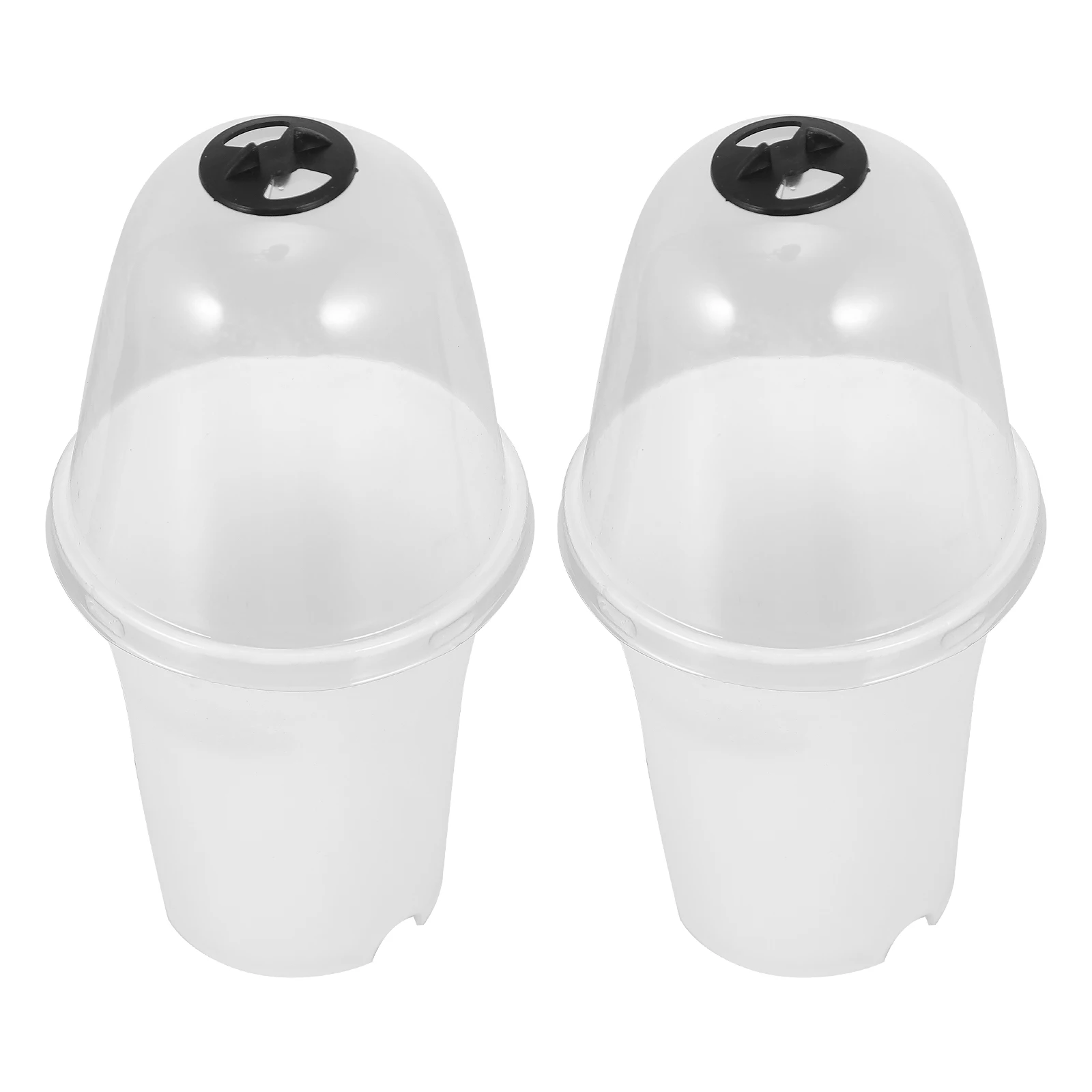

2 Pcs White Medium Plastic Round Flower Pot with Lid for Succulents Planting Container Durable Garden Yard Planter
