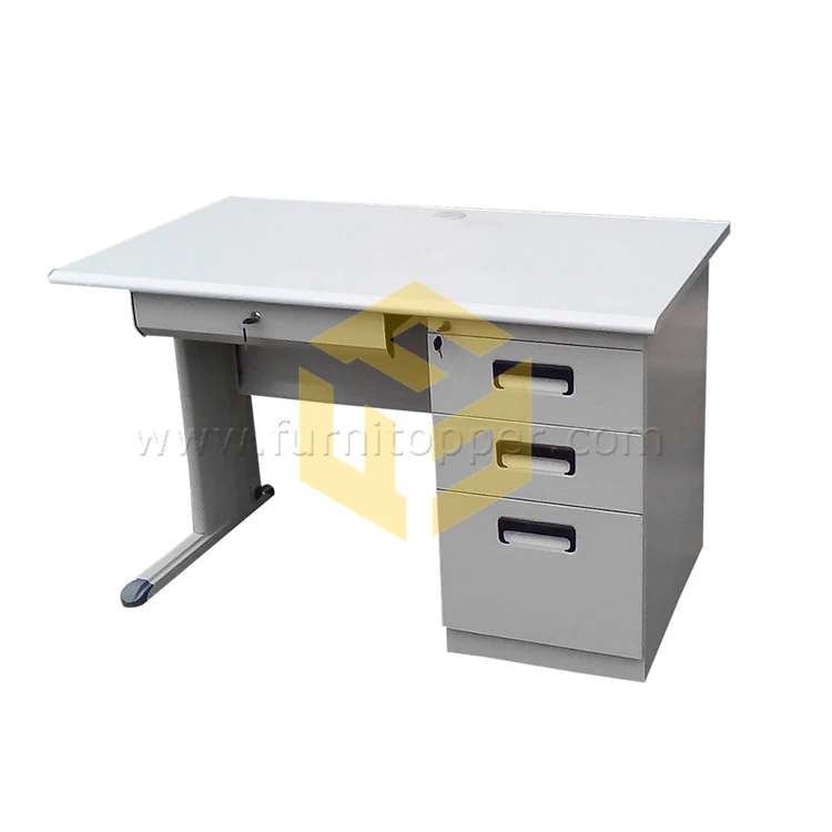 Metal Wood Office Staff Work Desk with Drawers Steel Writing Desk Computer Table for Home Office