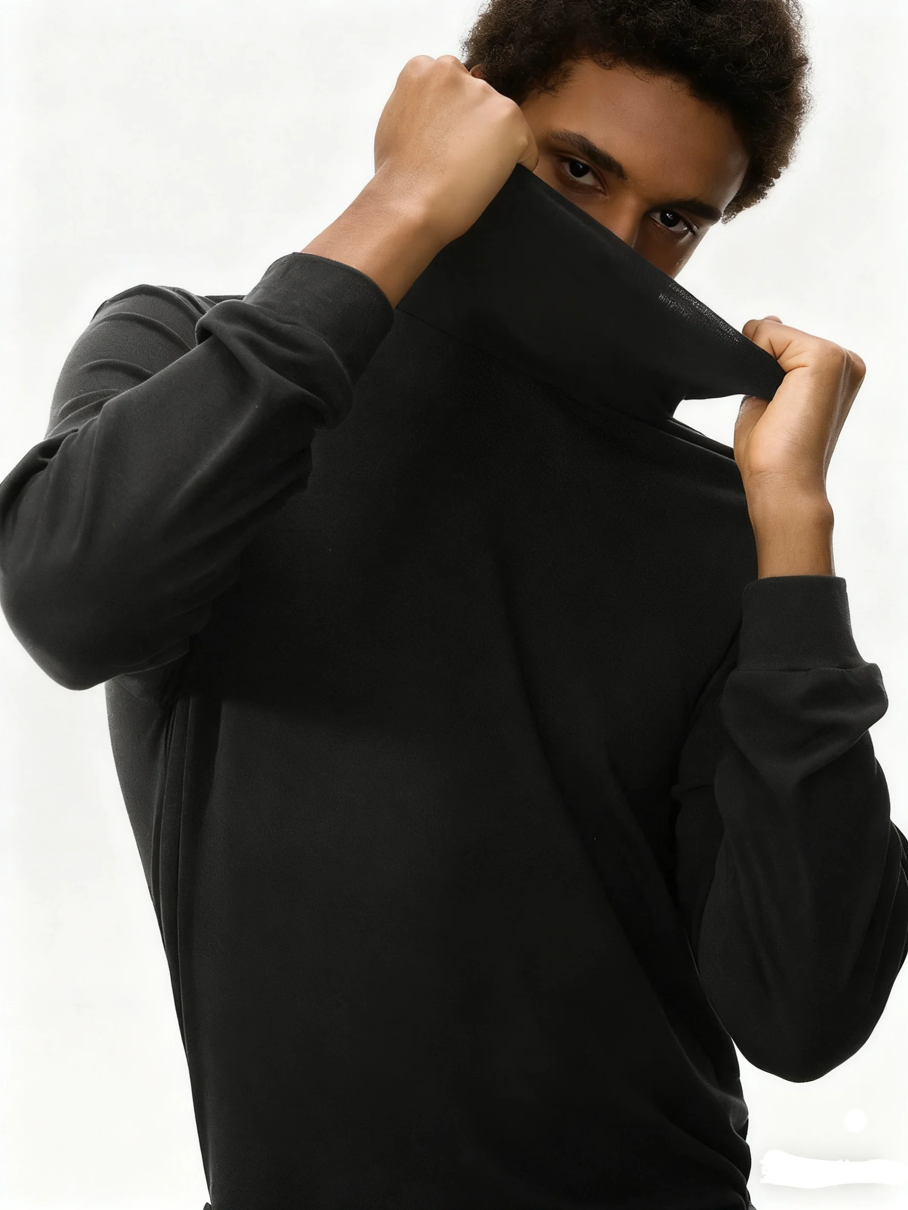 

Autumn Winter Men's High Neck T-shirt Slim Fit Fashion High Elastic Long Sleeve Male Casual Breathable Apparel Pullover