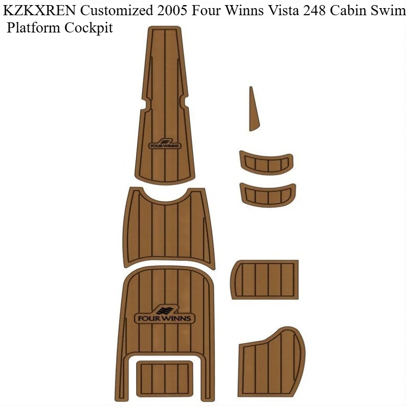 KZKXREN Custom 2005 Four Winns Vista 248 Cabin Swim Platform Cockpit Marine EVA Foam Boat Flooring Pad Self-adhesive Deck Sheet