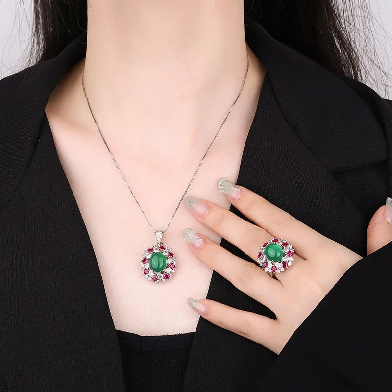 Jewelry Ice Fluorescent Oval Pigeon Blood Red Corundum Plain Face Color-Changing Set Main Stone 10*12