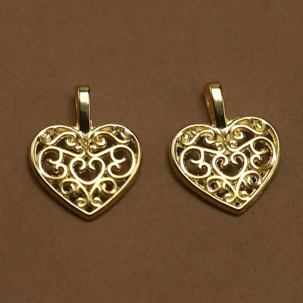

100 Pcs Heart Shaped Alloy Pendant Charm for DIY Necklace Bracelet Earrings Fashion Jewelry Accessories Golden Silver Tone