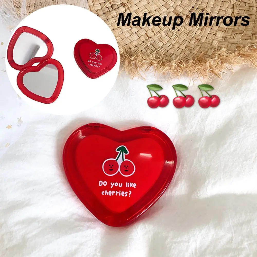 Folding Cherry Pattern Mini Women Gifts Double-sided Pocket Mirrors Cosmetic Mirrors Makeup Mirrors Mirrors