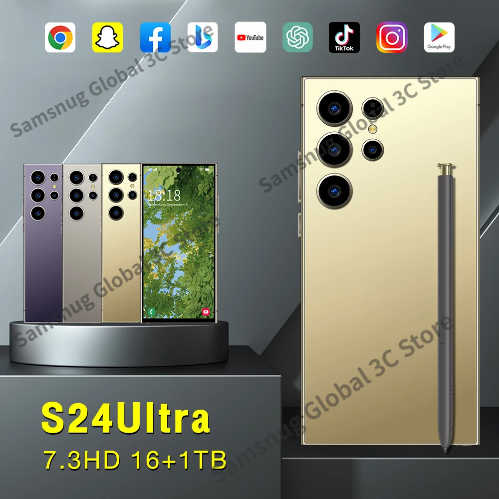 

S24 Ultra Mobile Phones 7.3 HD Screen SmartPhone 5G Original 22GB+2TB 4G Dual Sim Celulares Android Unlocked 8000mAh Cell Phone