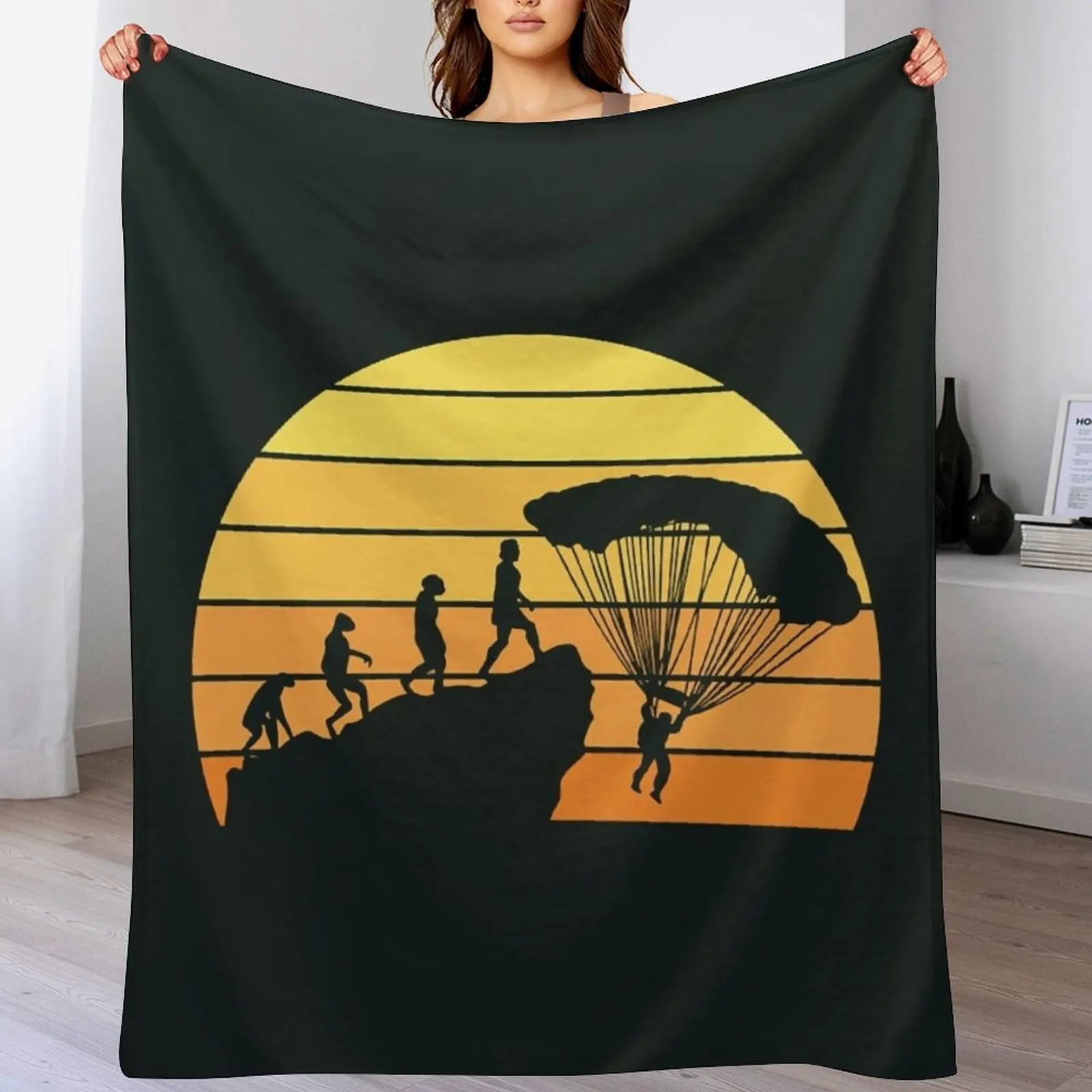 Parachuting Evolution Sky Diving Sky Dive Free-Falling Throw Blanket Fade Resistant Durable Throw Blanket