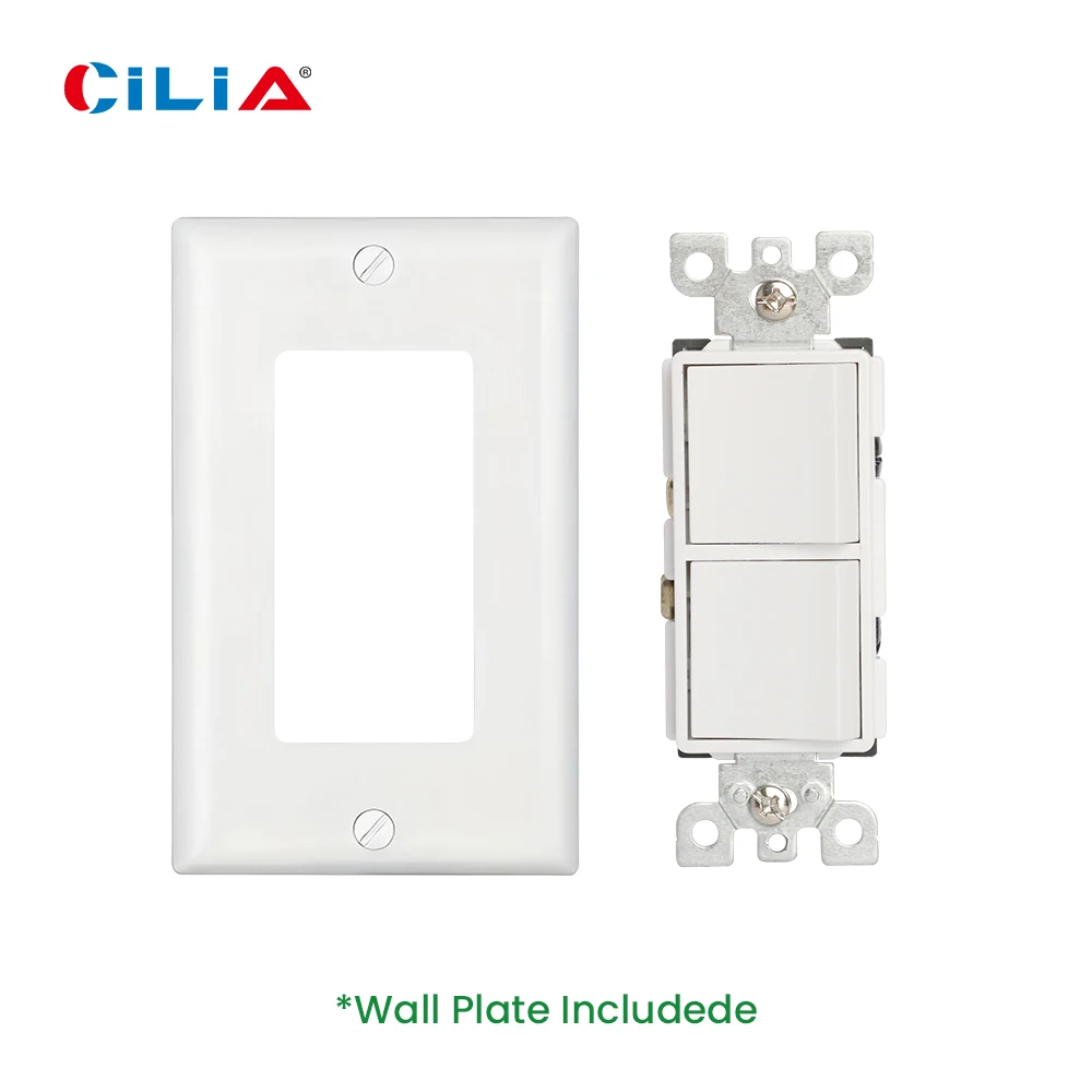 One equipped with American standard double switch, large size, PVC white panel, wall panel light switch socket cover, family ess