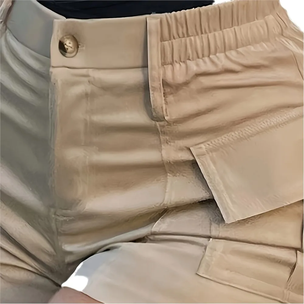 Modeshorts Dames Nieuwe effen kleur Casual Comfortabel Dagelijks Street Style Dameskleding Hoge taille Overalls met knoopzak