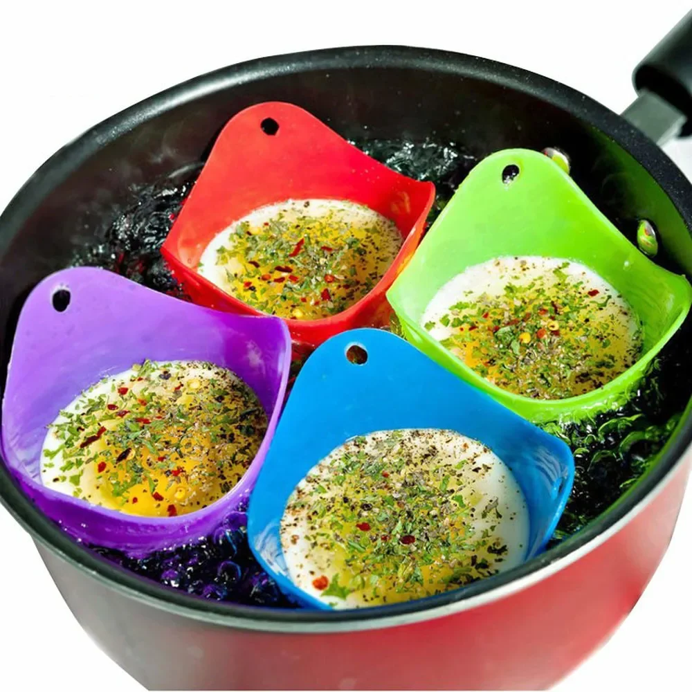 4Pcs Silicone Egg Poacher Poaching Pan Mold Kitchen Tool Accessory Cook Tools Gadget Kitchen Accessories Cooking Kitchen Gadgets