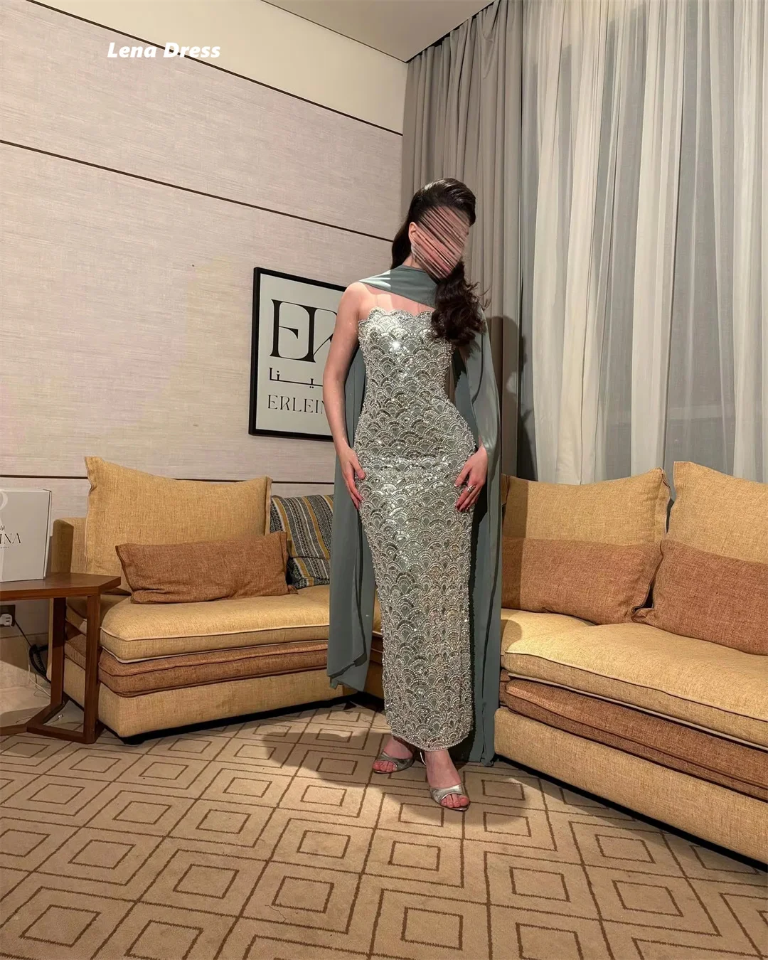 Lena Customized Elegant Party Dresses Woman 2025 Luxury Evening Dress Shiny Shawl Fish Tail Sleeveless Prom Clothes Robe Soiree image 4