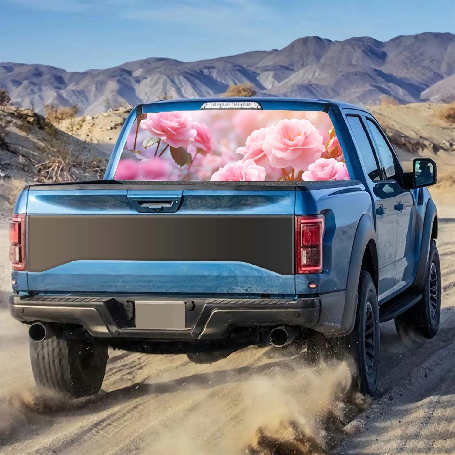 roses flower Window Decal Sticker Graphic Truck Rear Window Semi-Transparent Vinyl Universal Wrap Car Sticker