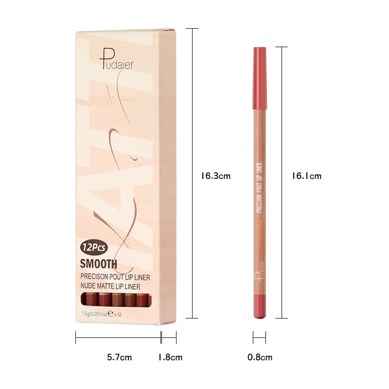 Nude color lipliner 12 color red outline makeup waterproof durable gloss lipstick pen lip makeup