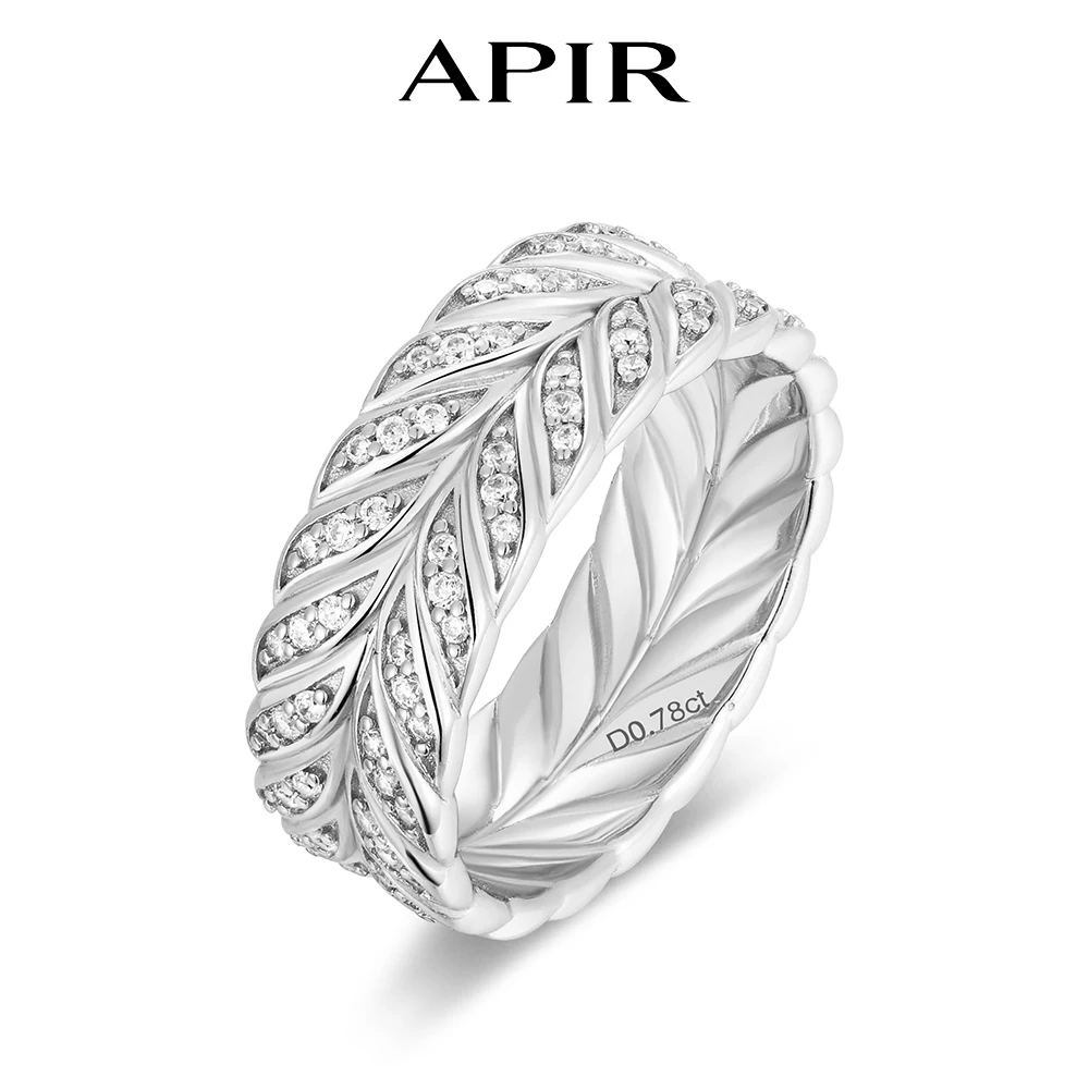 

Кольцо из серебра 925 пробы с муассанитом APIR D Color VVS1, в форме пера, винтажное, сверкающее, с бриллиантами, обручальное, ювелирное украшение, подарок для женщин