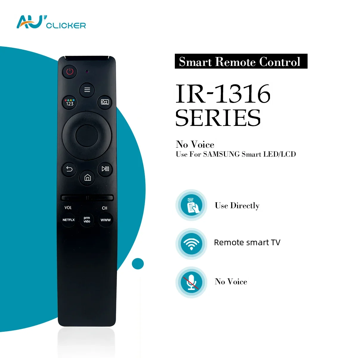 IR-1316 SMART Remote Control Suitable for Samsung TV BN59-01312B BN59-01312F BN59-01312A BN59-01312M RMCSPR1BP1