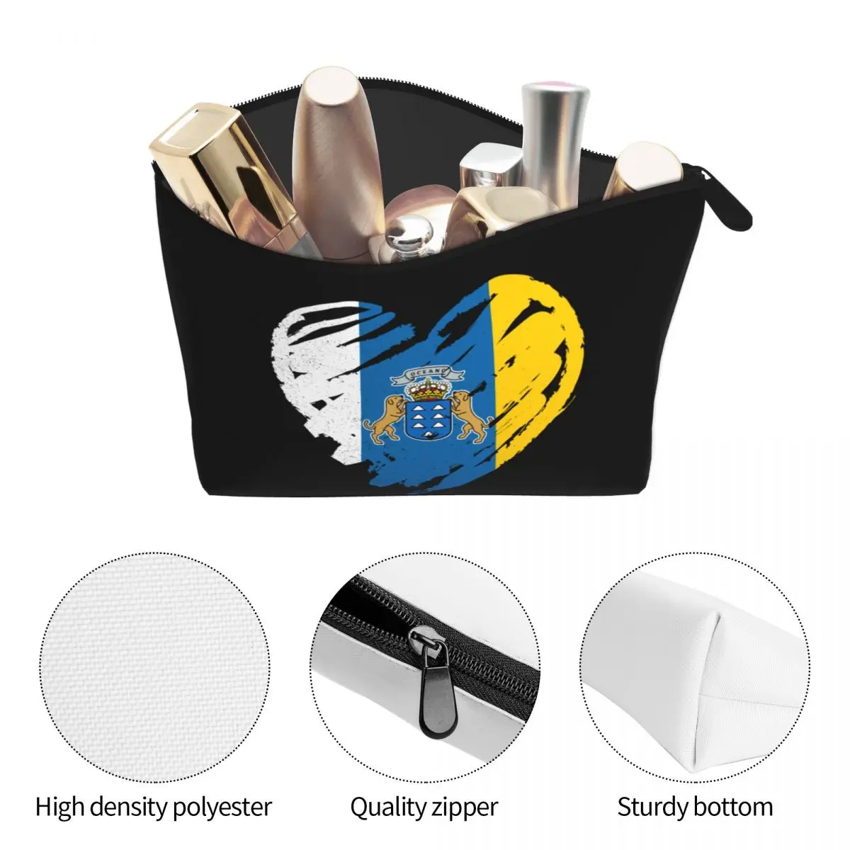 السفر أنا أحب جزر الكناري العلم حقيبة أدوات الزينة المحمولة علم اسبانيا التجميل ماكياج المنظم الجمال تخزين صندوق أدوات Dopp