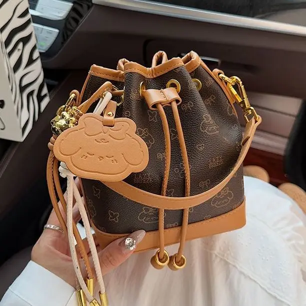 

Ручная сумка-ведро в стиле ретро, женская кожаная сумка с мультяшным принтом, большая вместительная сумка на плечо, женские элегантные сумки через плечо