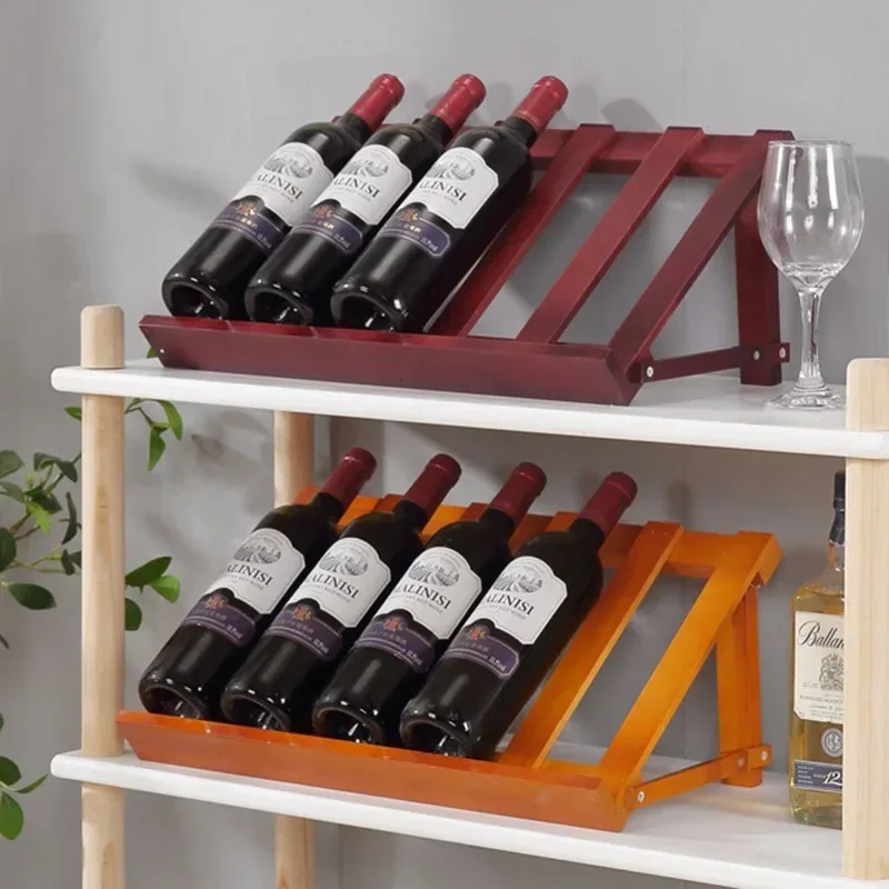 

Wooden Red Wine Rack, Small Holder, Oblique Bottle Bracket, Household Wine Cabinet Display Rack, Solid Wood Decoration