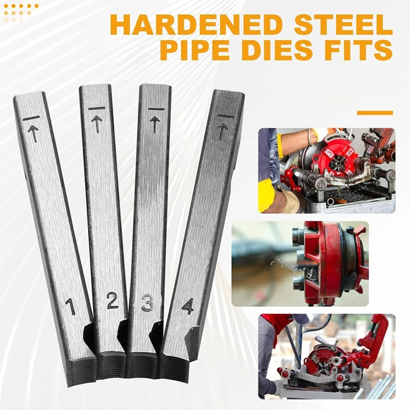 PORK-4-Pack 47770 RIDGID 用パイプねじ切りセット、1-2 インチパイプ用高速ねじ切りダイス、ユニバーサルダイヘッドねじ切りツール