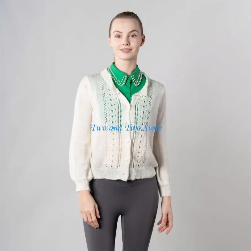 

HX6F Double Row Pearls Detachable False Collar Half Shirts Blouse for Any Occasion