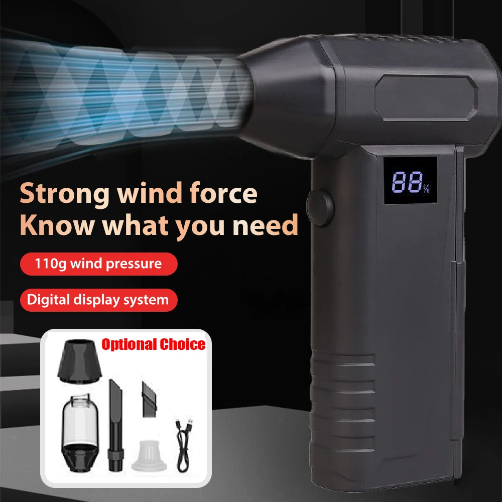 

Турбоструйный вентилятор 8000 мАч Турбореактивный вентилятор 3 передачи Регулировка скорости Электрическая воздушная тряпка Type-C Зарядка Мощный воздуходувка Чистый инструмент