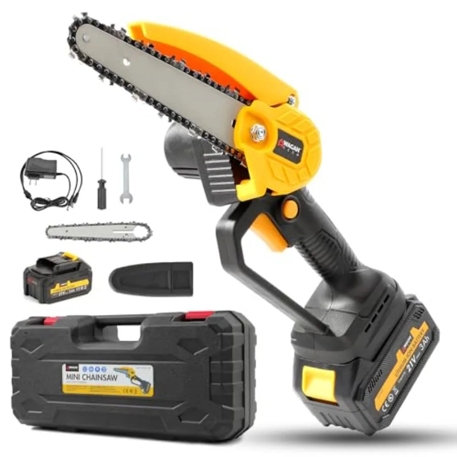 

Аккумуляторная цепная пила EL7007 OneVolt, 6 дюймов, мини-пила с сертифицированной UL батареей 3.0 Ач, легкая, ручная