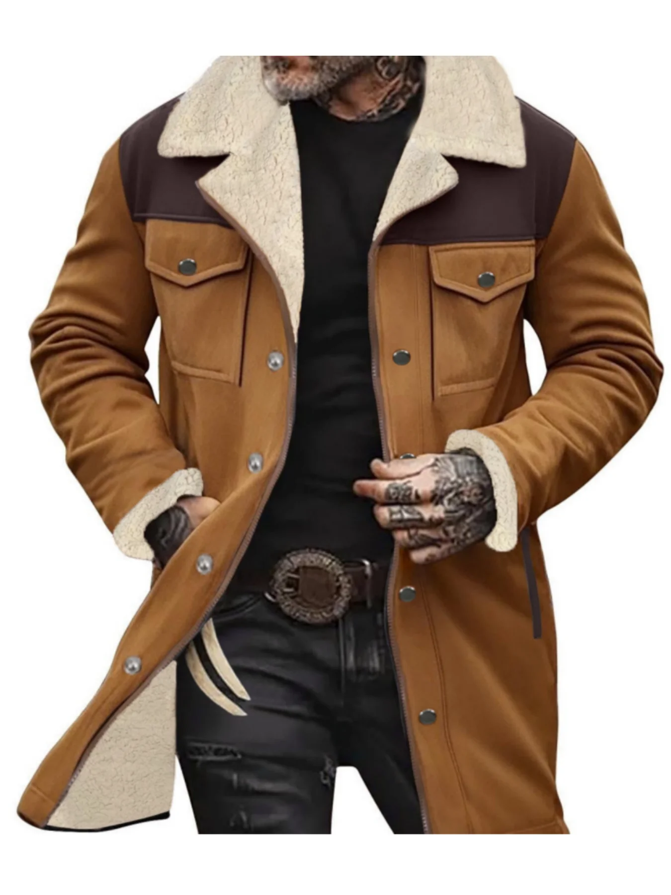 Warm Trech Men's Winter Trench Coat Windproof Fleece Lined EU Fit Street to Office Mans Wear