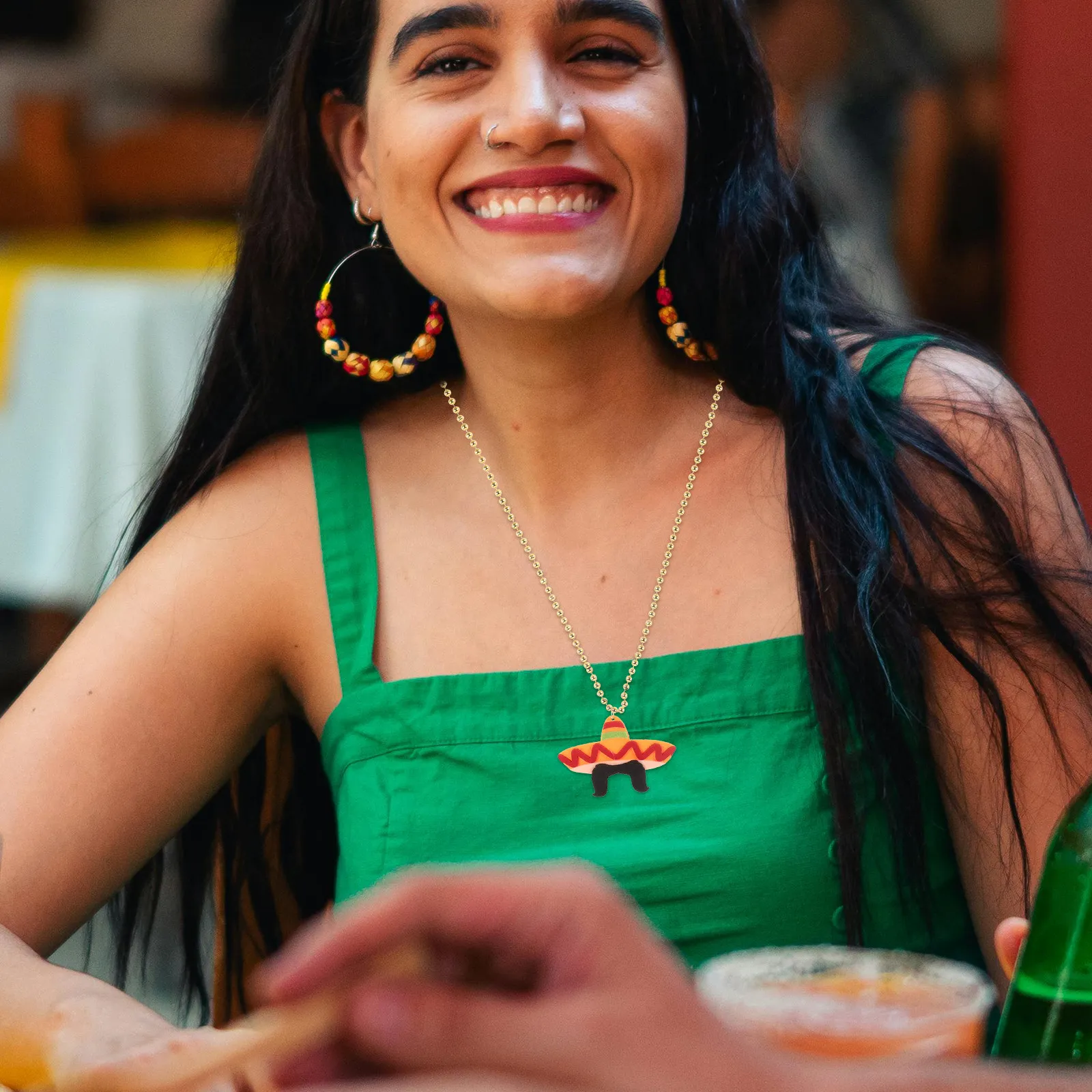 

2Pcs Mexican Necklace Pendant Set Fiesta Party Lightweight Colorful Detailed Cartoon Charms Perfect for Cinco De Mayo Carnival