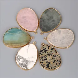 1pc Natural Stone Slice Jewelry Pendant Gem Quartz Mineral Accessory for Making Women Men Handmade Necklace Earring Wholesale