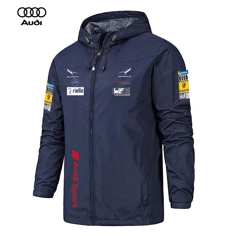 Audi windproof and water-resistant motorcycle jacket, suitable for daily travel and casual outdoor use. Casual motorcycle jacket