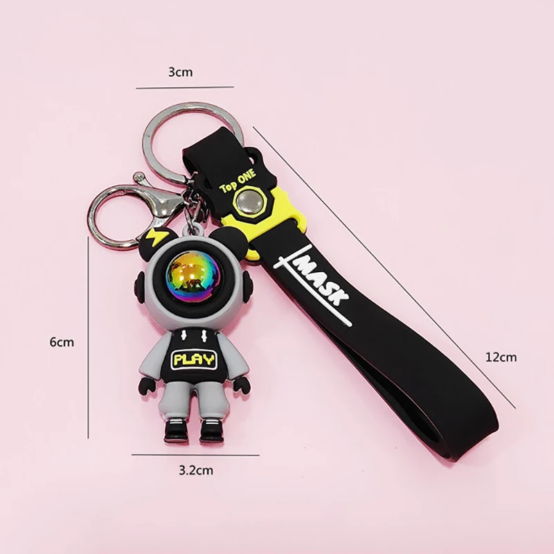 Desenhos animados relรขmpago urso chaveiro, astronauta bonito, chaveiro boneca, saco pingente, chaveiro do carro, acessรณrios charme