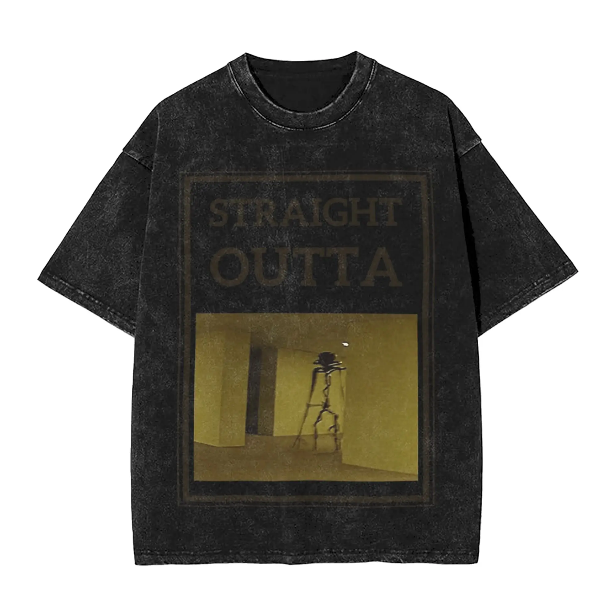 Straight Outta Backrooms T Shirt Washed 100% Cotton High Street T-Shirts  Casual for Men Women Tops Streetwear Summer Tees