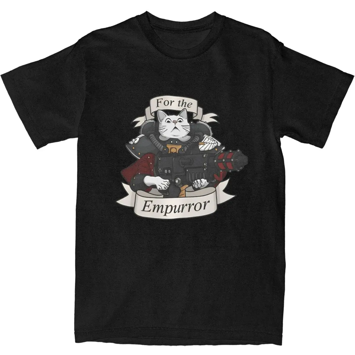 For The Empurror Cat T-Shirt W-Warhammer 40k Fashion T-Shirts Short-Sleeved Streetwear Tops Pure Cotton Crew Neck Plus Size Tees