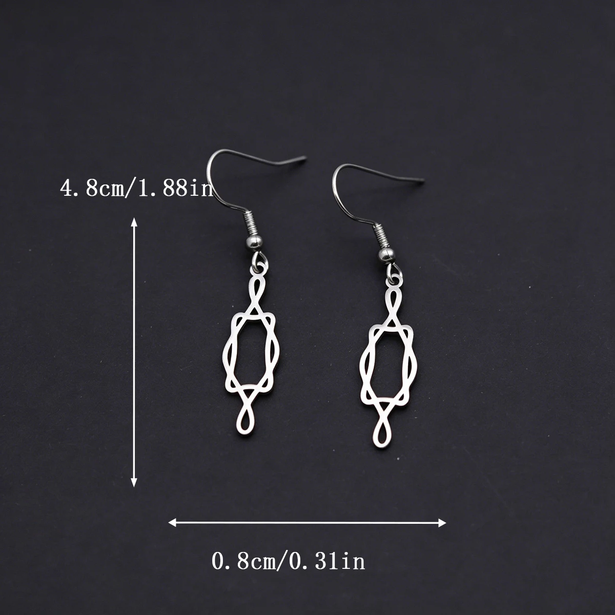 Kinitial Stainless Steel Intertwined Knot Long Dangle Hook Earring Minimal Abstract Twisted Line Drop Ear Jewelry Gift For Women