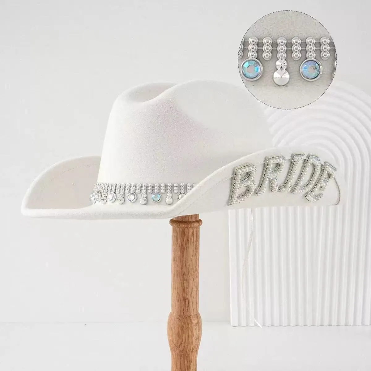 Disco Beach Cowboy Hat Rhinestone Woman for Cowgirl Costume, Top Hats, Rave Festival Accessories view 4