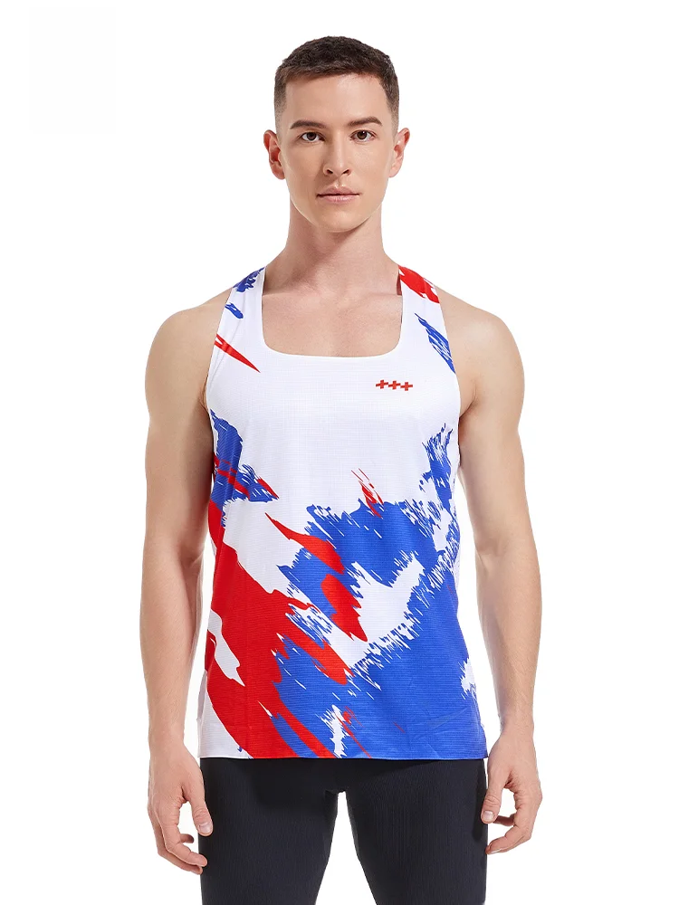 Sanken New Sports Lightweight Quick-Drng Marathon Running Training Fitness Print Seamless Fit Vest Men