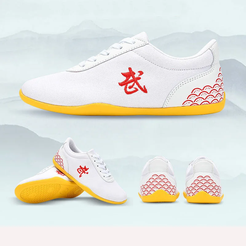 Children Men Women Sport Martial Arts Kung Fu Shoes Lace Up Canvas TaiChi Sneakers White Black Blue Ladies Wushu Sneakers Rubber