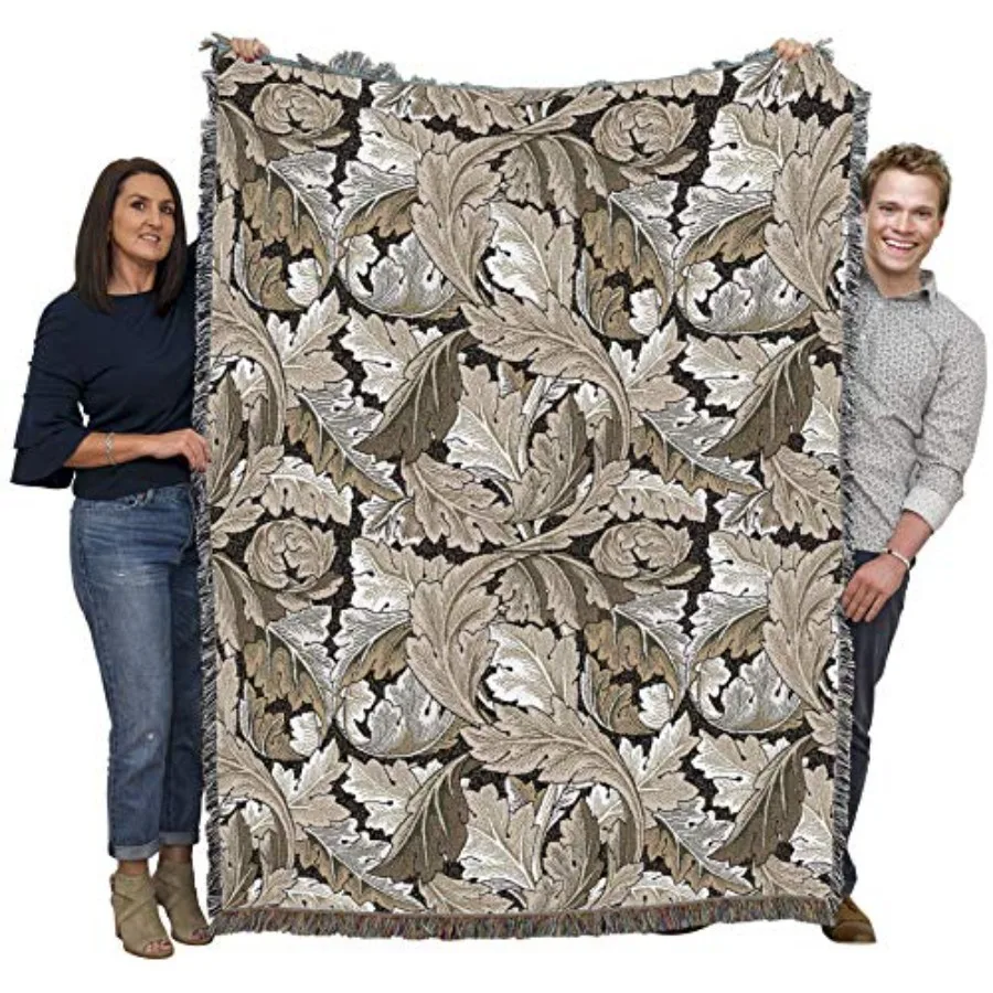 

William Morris Acanthus Leaves Blanket - Arts and Crafts - Gift Tapestry Throw Woven from Cotton - Made in the USA 72x54