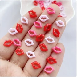 50pcs Resin Mini Lips Nail Accessories Kawaii Lipstick Prints Nail Art Decorations 3D Pink/Red Lips Love Valentine Nail Charms