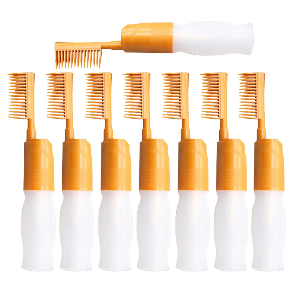 

Набор из 8 многоразовых флаконов-аппликаторов для окрашивания волос с расческой и кисточкой для корней, оранжевый, универсальные инструменты для окрашивания волос для салонов и домашнего использования