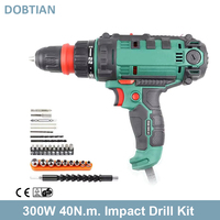 300W Max Torque 40Nm Power Tool Corded Impact Drill Electric Power Drill/Screwdriver Energy Drill with 10mm Quick-Release Chuck